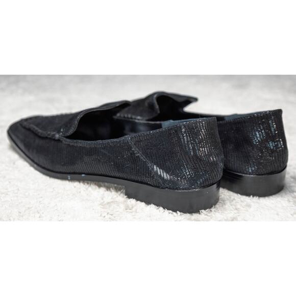 Dolce Vita Beny Black Onyx Leather Snake Print Loafers Womens Size 9 NEW - Picture 11 of 13